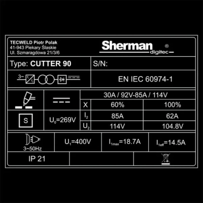 Przecinarka plazmowa Sherman CUTTER 110